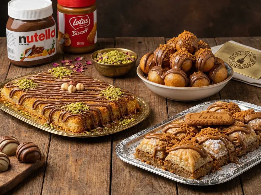 Modern Twists in Middle Eastern Desserts: Lotus Biscoff & Nutella Trends